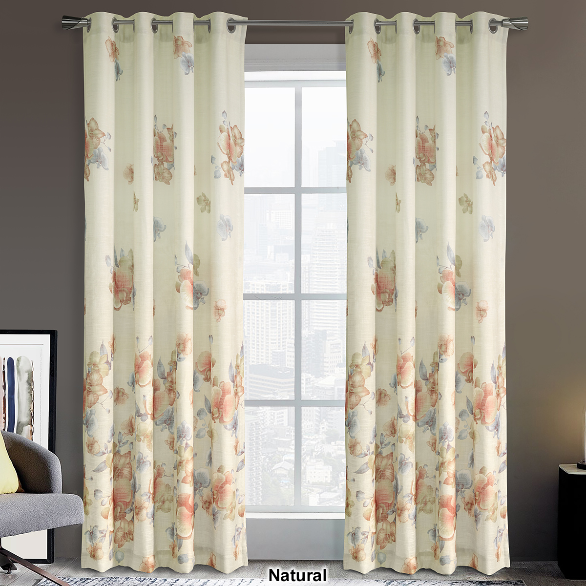 Twilight Floral Grommet Curtain Panels