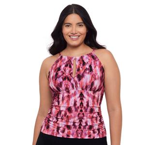 Womens TrimShaper Sunshower Batik Abstract Tankini Swim Top
