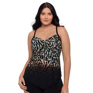 Womens TrimShaper Leopard Mist Hank Tankini Swim Top