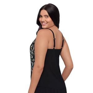 Womens TrimShaper Leopard Mist Hank Tankini Swim Top alternate view