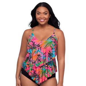 Womens TrimShaper Amazonian Palms Ronnie Tankini Swim Top
