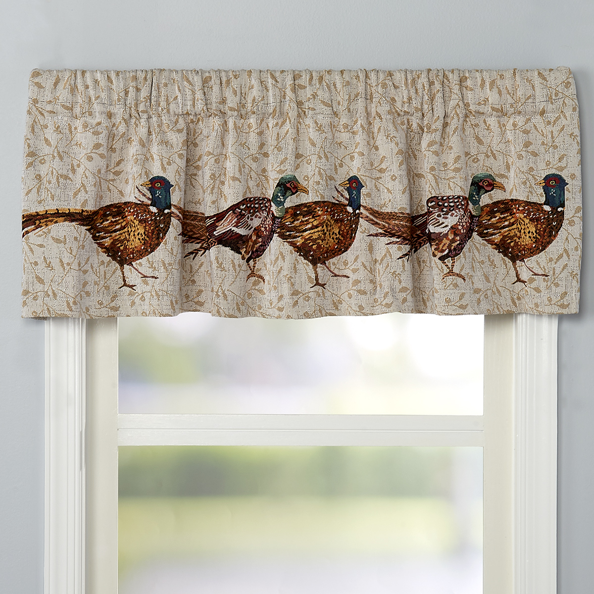 Pheasant Flock Woven Tapestry Valance - 54x15