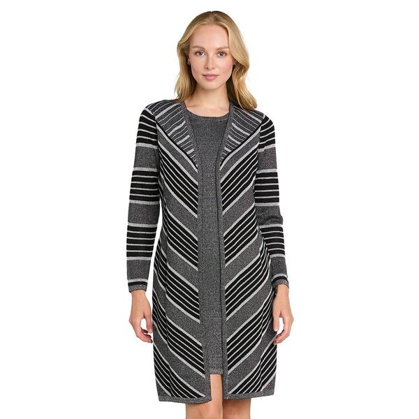 Womens R&M Richards Long Sleeve Stripe Sweater Dress