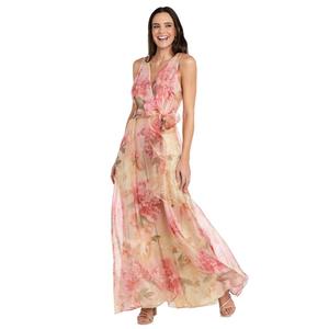 Womens R&M Richards Sleeveless Floral Organza Evening Gown
