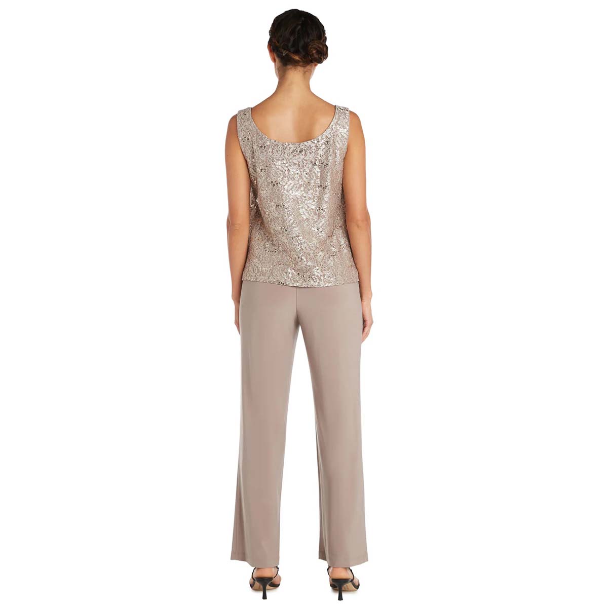 Womens R&M Richards Scallop Lace Duster Pants Set