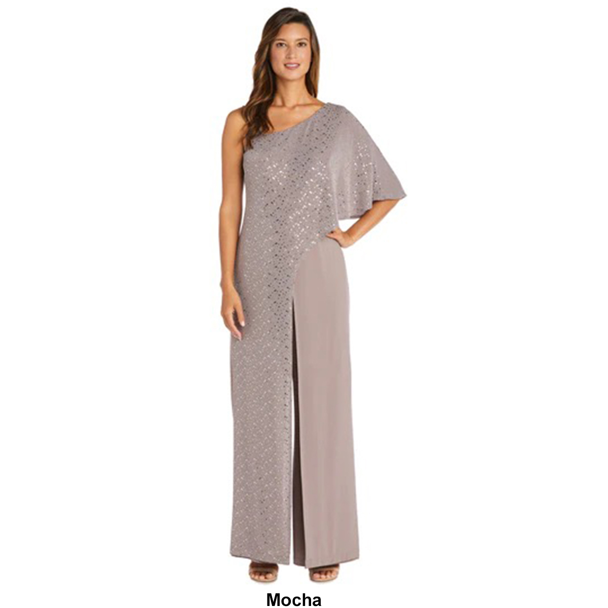 Womens R&M Richards Metallic Slinky Capelet Jumpsuit