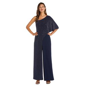 Womens R&M Richards Metallic Slinky Capelet Jumpsuit