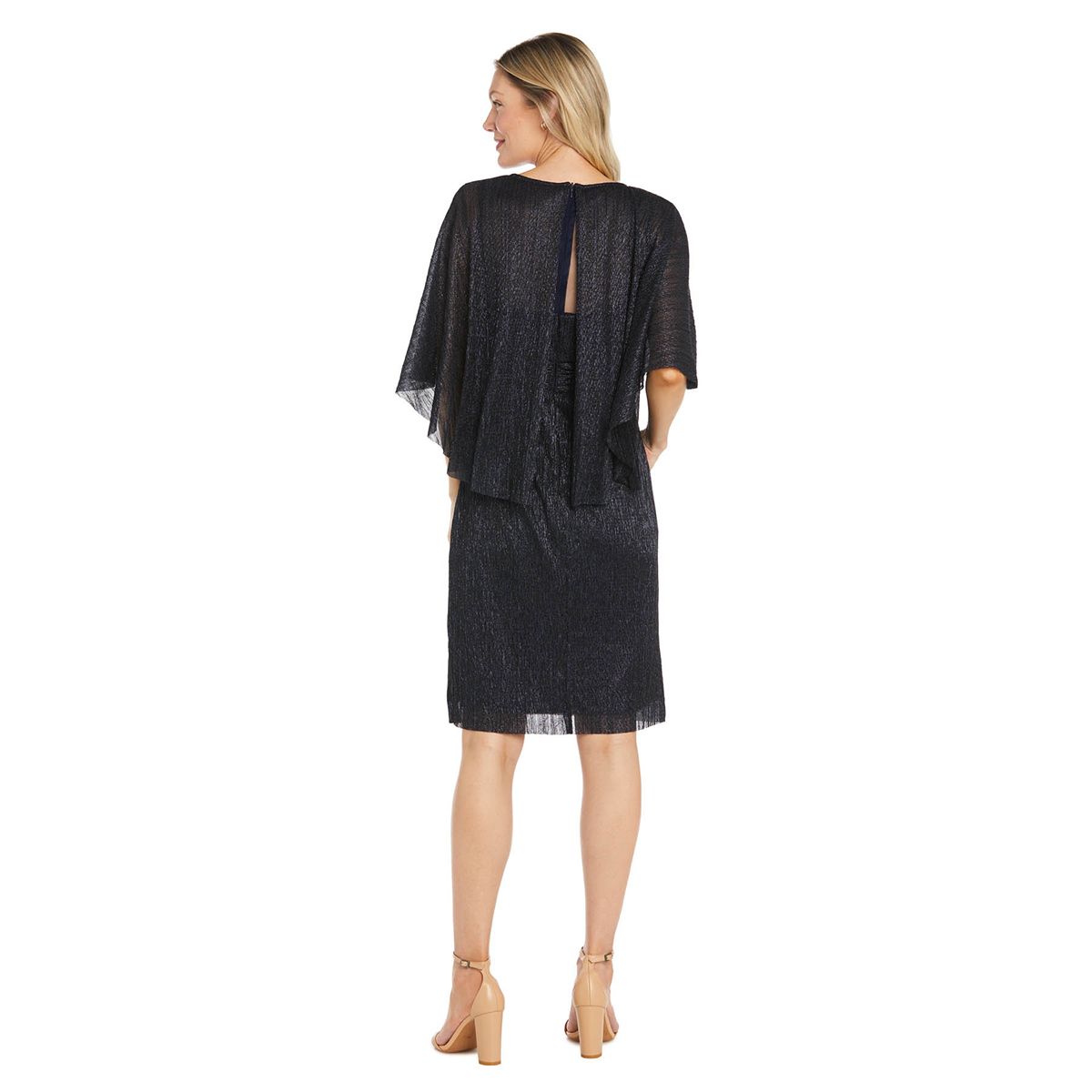 Petite R&M Richards Capelet Overlay Crinkle Dress