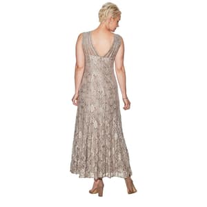 fitted lace wedding dress R & M Richards Women's Long Sequin Gold Dress, 12 main image 0