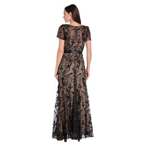 Womens R&M Richards Short Sleeve Floral Embroidered Evening Gown alternate view