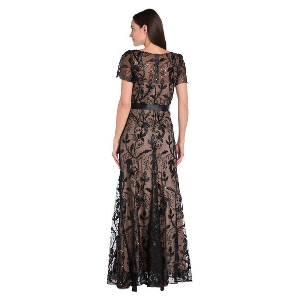 Womens R&M Richards Short Sleeve Floral Embroidered Evening Gown alternate view