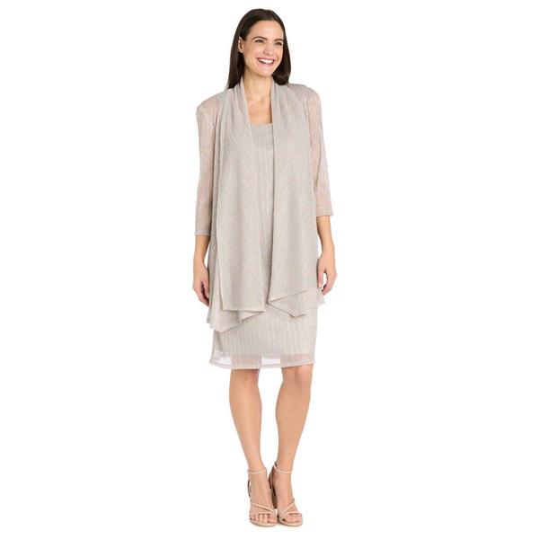 Womens R&M Richards Crinkle Pleat Flyway Jacket Dress