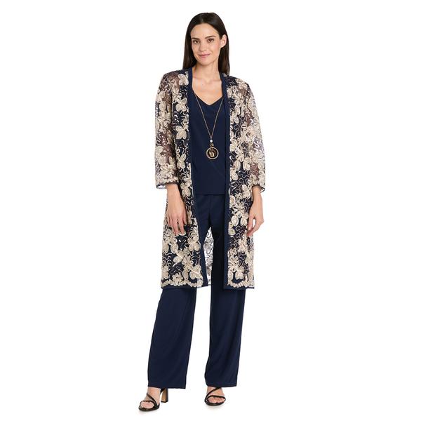 Womens R&M Richards 3pc. Soutache Sequin Pant Set