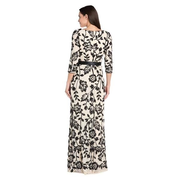 Womens R&M Richards 3/4 Sleeve Floral Sequin Evening Gown alternate view