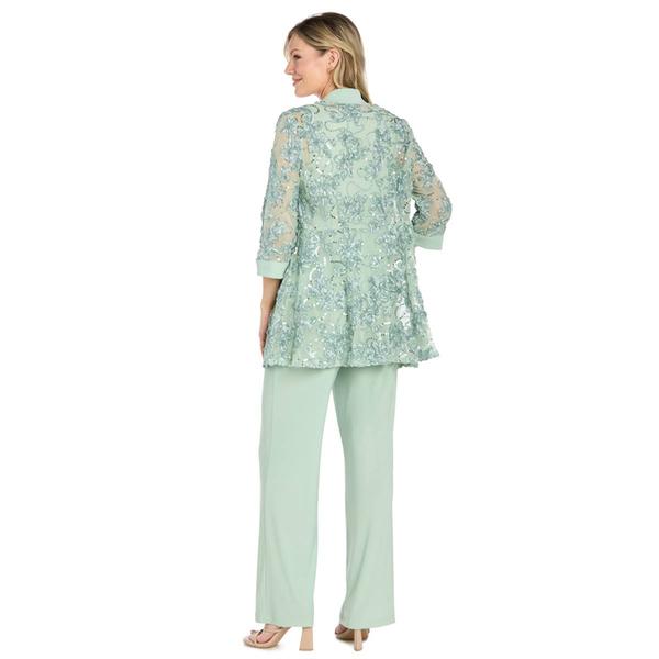 Womens R&M Richards 3/4 Sleeve Floral Embroidered 3pc. Pant Set alternate view