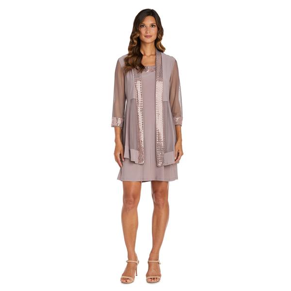 Petite R&M Richards Chevron Metallic Jacket Dress