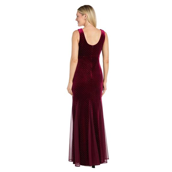 Womens R&M Richards Sleeveless Allover Embellished Velvet Gown alternate view