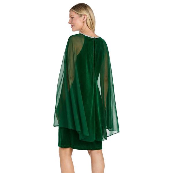 Womens R&M Richards Velvet Sheath Dress with Sheer Capelet alternate view