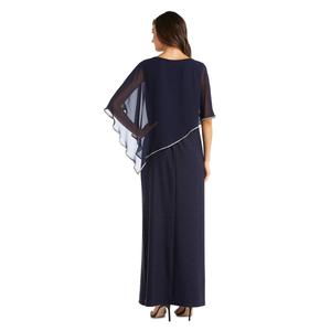 Petite R&M Richards Sheer Asymmetric Poncho Metallic Gown alternate view