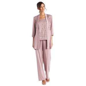 Petite R&M Richards Floral Lace & Sequin Pants Set