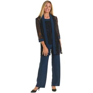 Womens R&M Richards 3/4 Sleeve Sheer Floral Pant Set alternate view