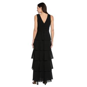Womens R&M Richards Sleeveless Tier Beaded Trim Gown alternate view