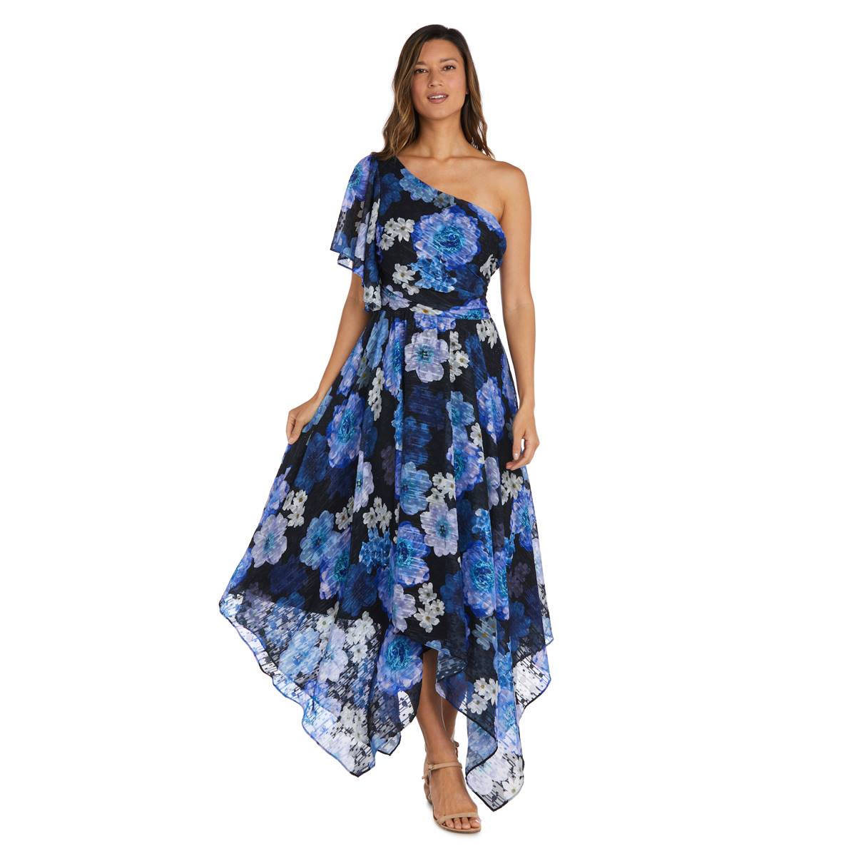 Petite R&M Richards One Shoulder Floral Maxi Dress