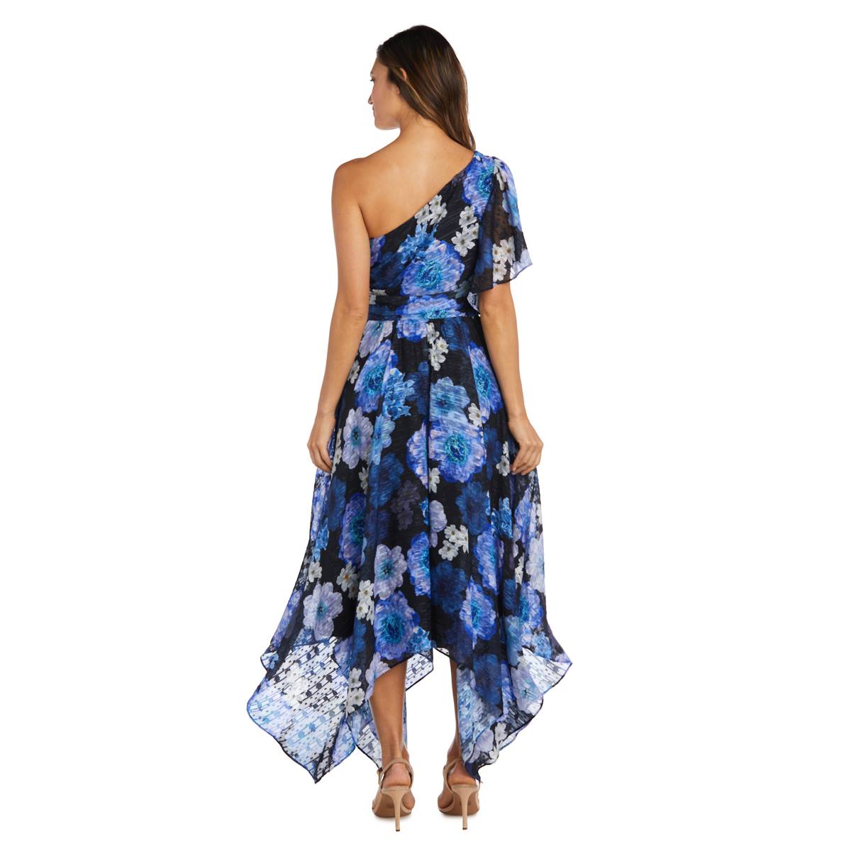 Petite R&M Richards One Shoulder Floral Maxi Dress