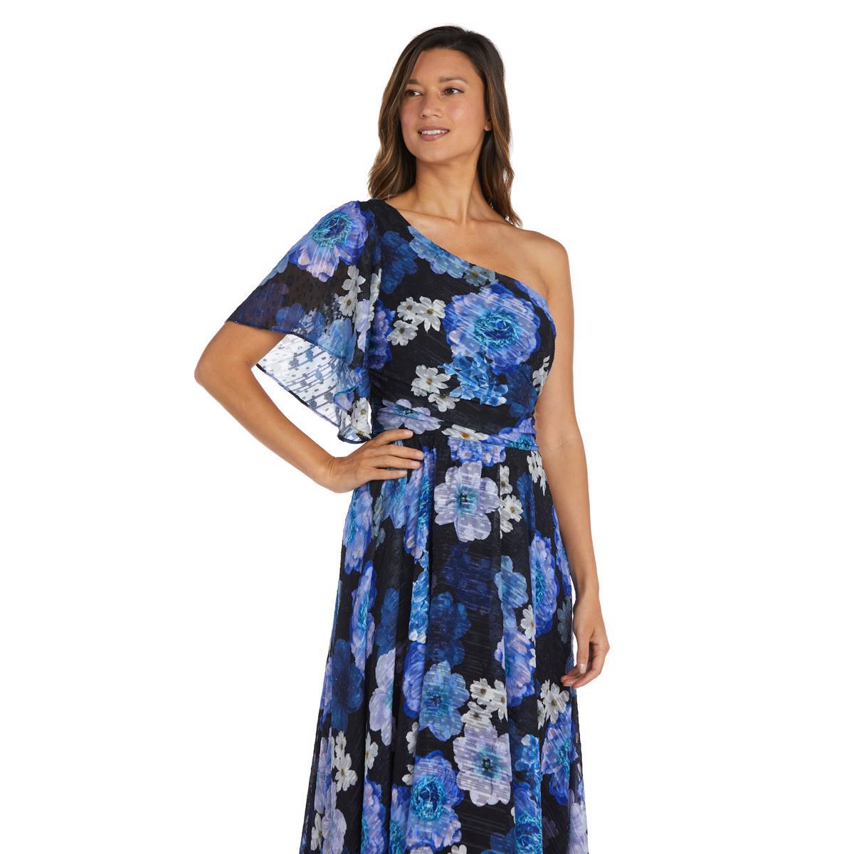 Petite R&M Richards One Shoulder Floral Maxi Dress