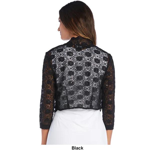 Womens R&M Richards Scalloped 3/4 Sleeve Lace Shrug alternate view