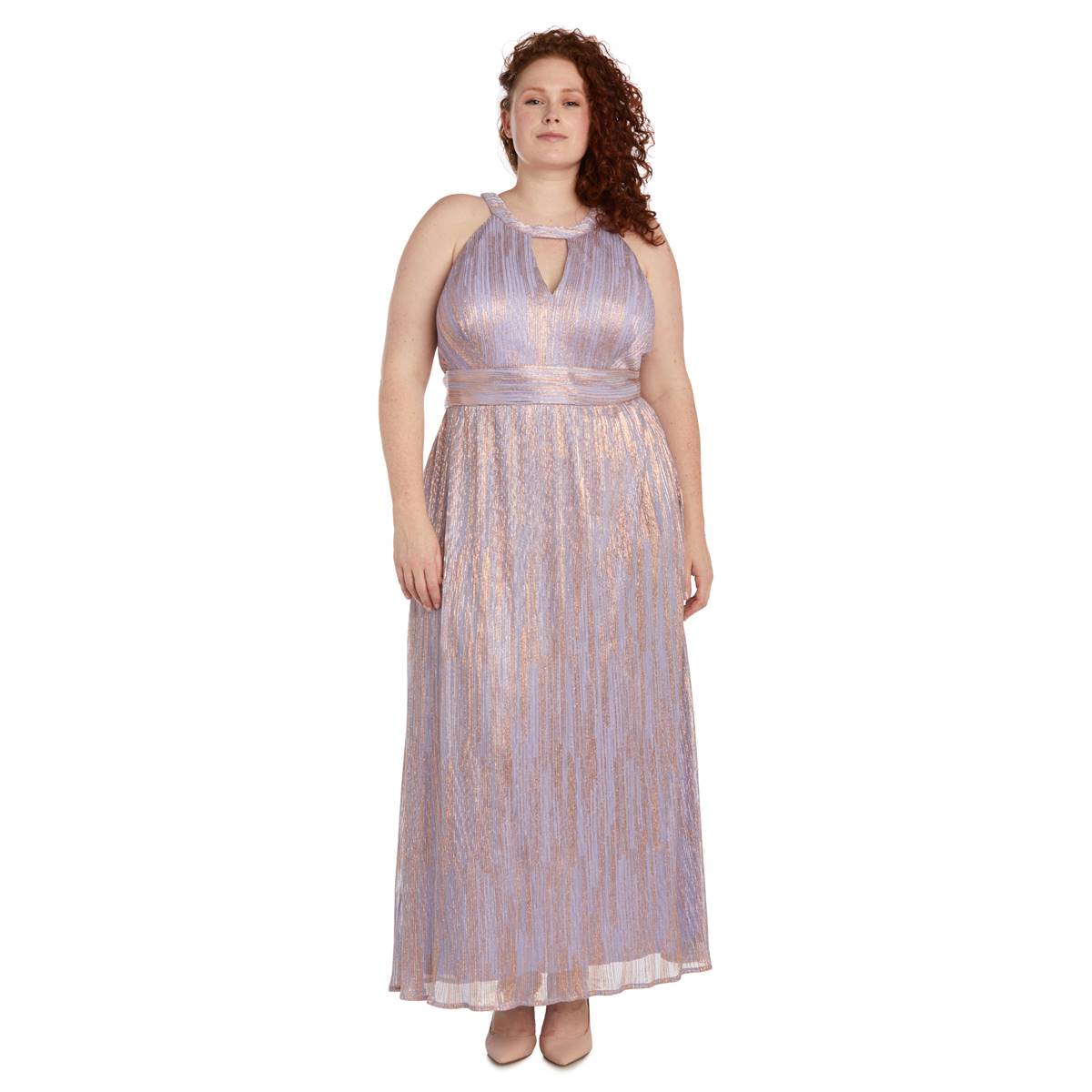 Plus Size R&M Richards Keyhole Shimmer Empire Waist Gown