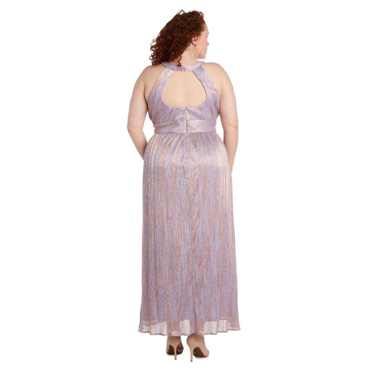 Plus Size R&M Richards Keyhole Shimmer Empire Waist Gown