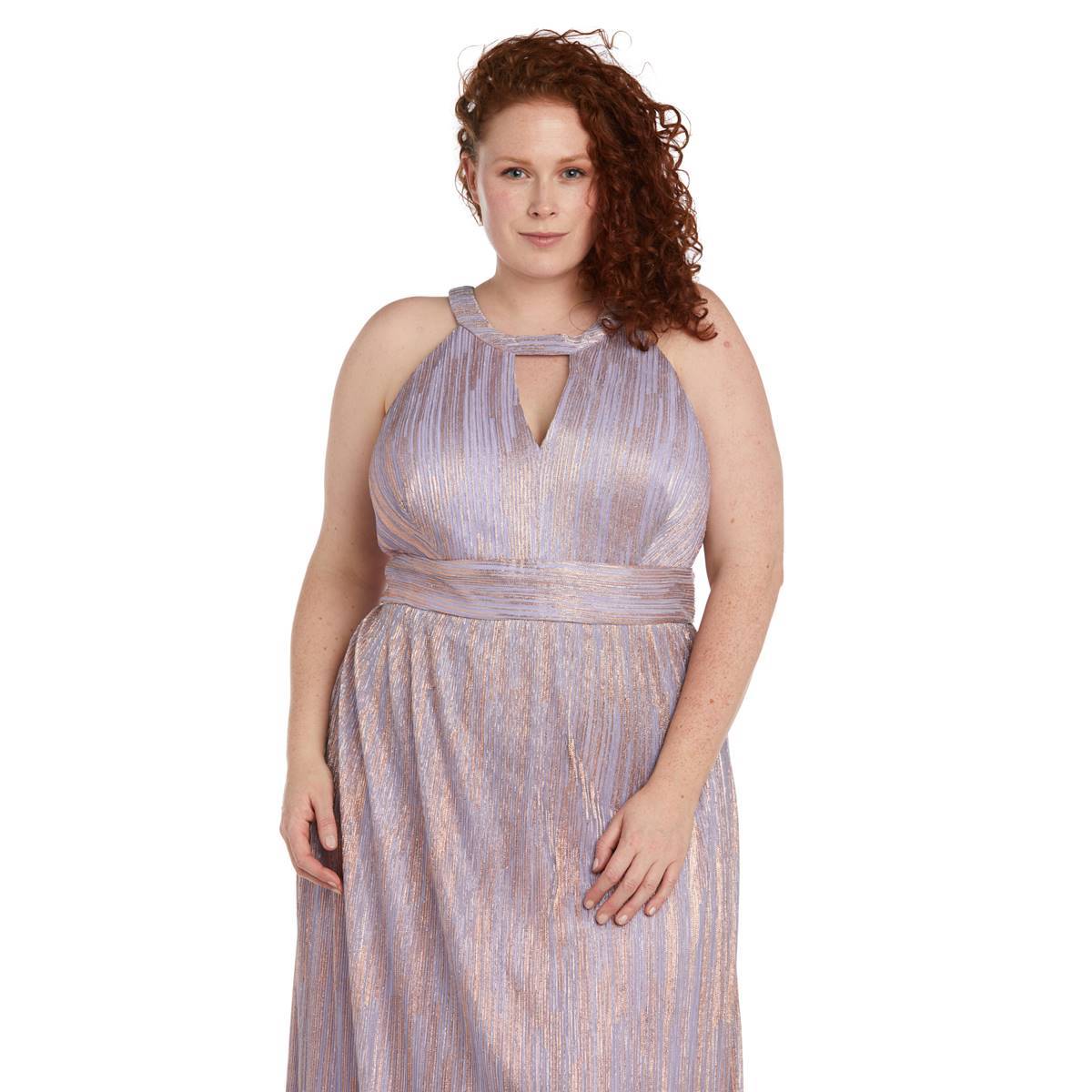 Plus Size R&M Richards Keyhole Shimmer Empire Waist Gown