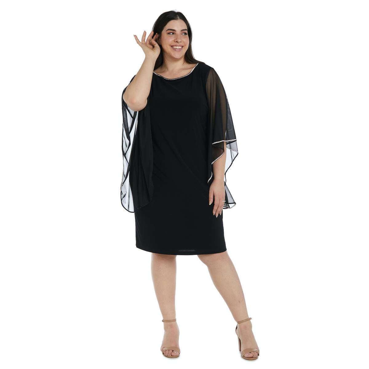 Plus Size R&M Richards Butterfly Sleeves Short Sheath Dress