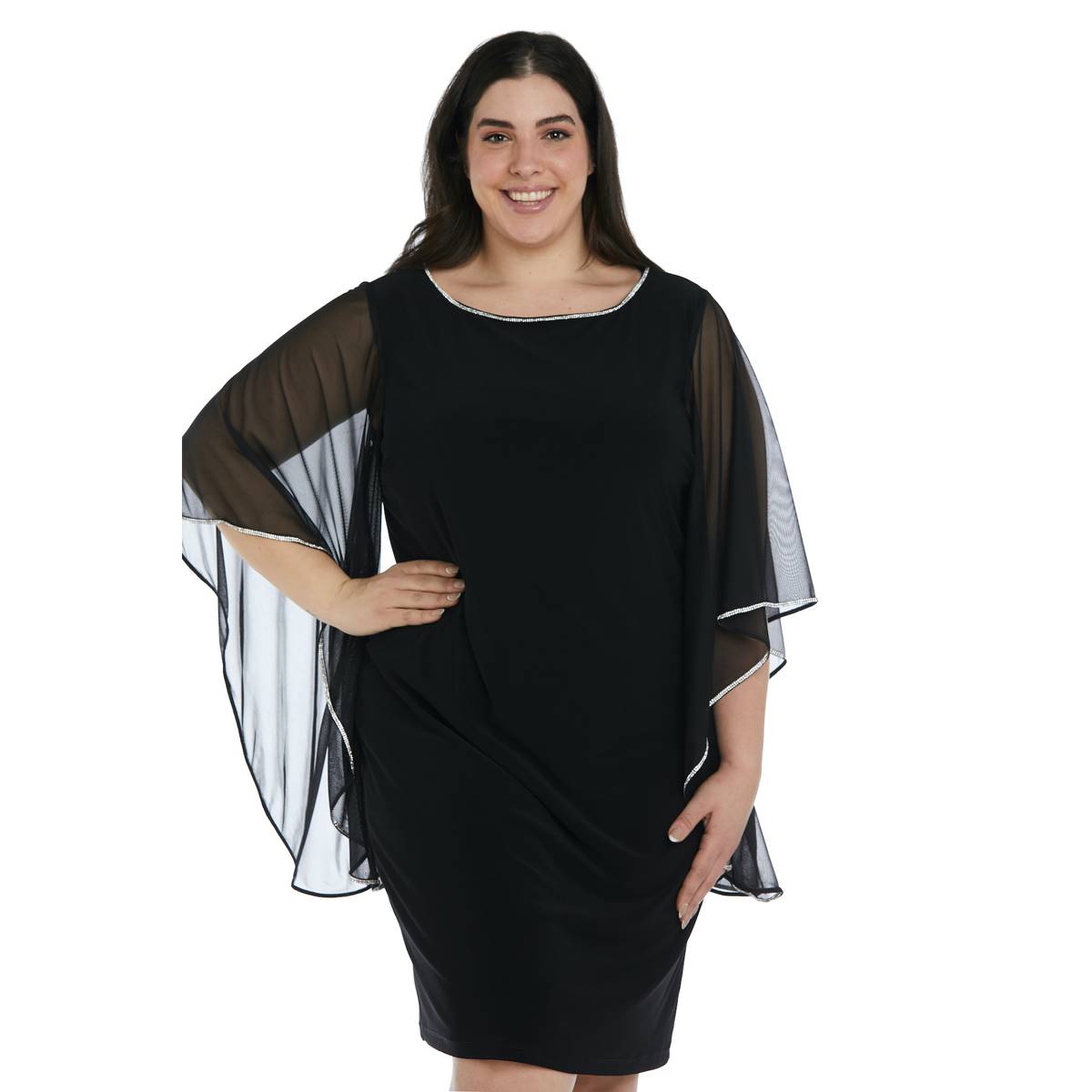 Plus Size R&M Richards Butterfly Sleeves Short Sheath Dress