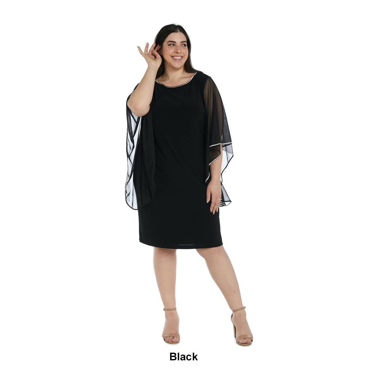 Plus Size R&M Richards Butterfly Sleeves Short Sheath Dress