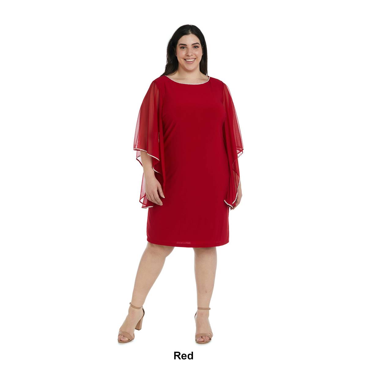 Plus Size R&M Richards Butterfly Sleeves Short Sheath Dress