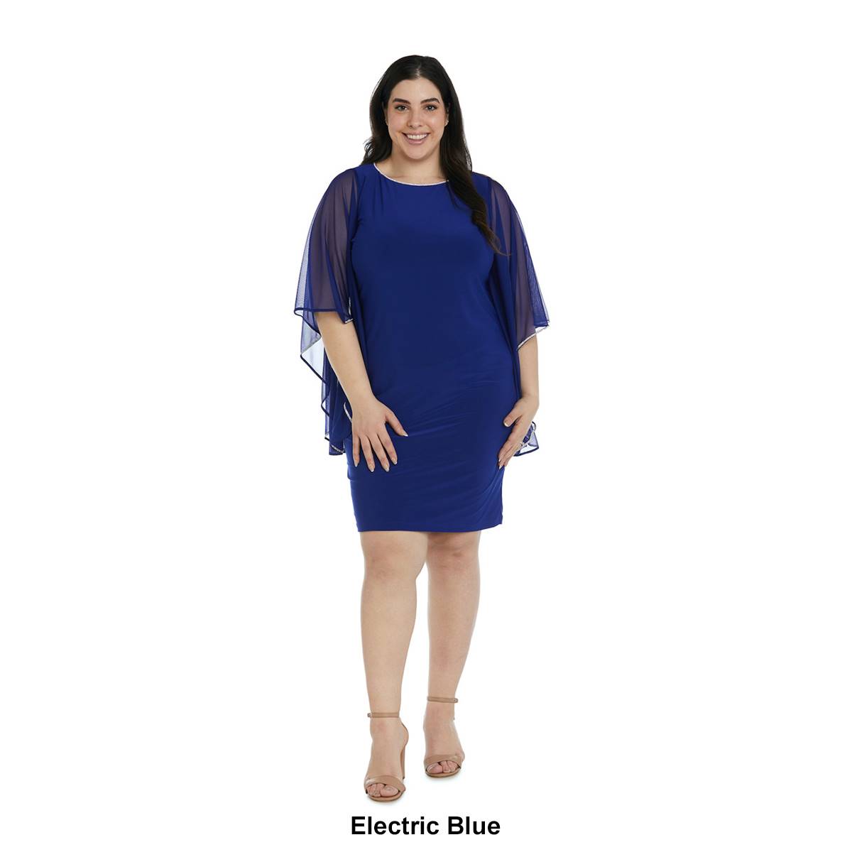 Plus Size R&M Richards Butterfly Sleeves Short Sheath Dress