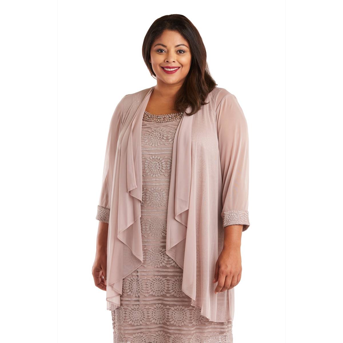 Plus Size R&M Richards Glitter Stripe Jacket And Dress