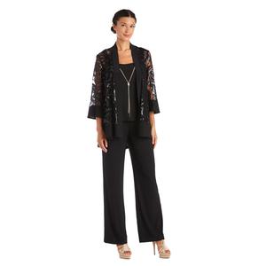 Womens R&M Richards Sequin Swing Jacket & Pants Set alternate view