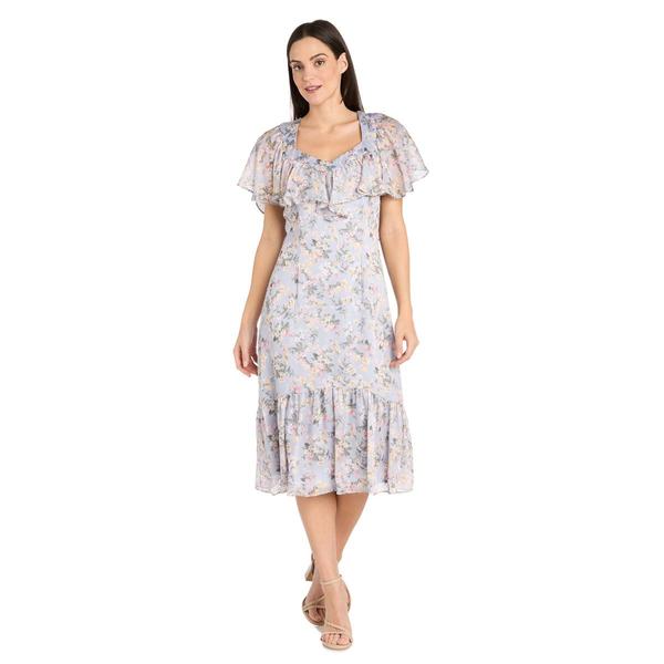 Womens R&M Richards Floral Midi Chiffon Dress