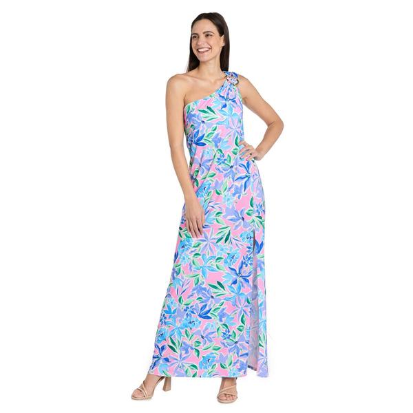 Womens R&M Richards Asymmetrical Neck Floral Maxi Dress alternate view