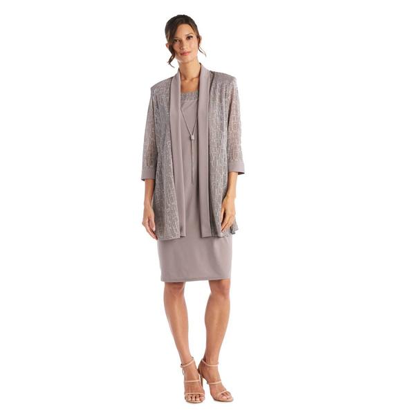Womens R&M Richards 2pc. Metallic Knit Jacket Dress