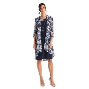 Womens R&M Richards Two-Piece Swing Jacket Dress