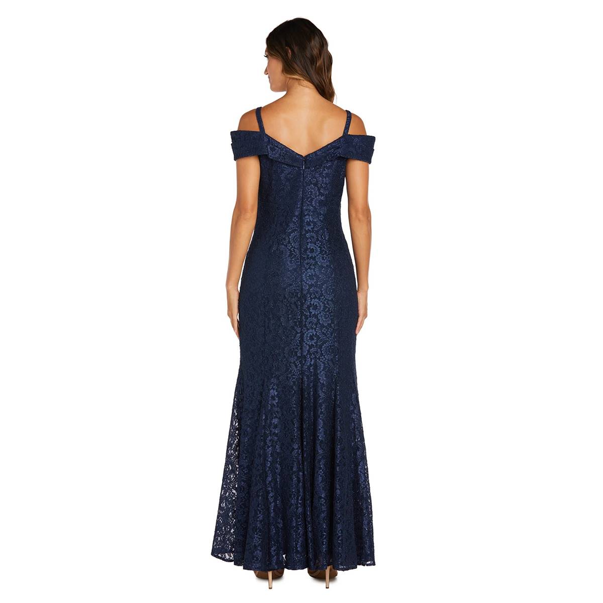 Petites R&M Richards Off The Shoulder Lace Mermaid Evening Gown