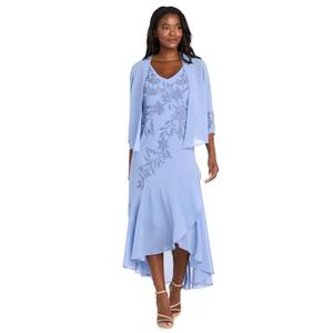 Petite R&M Richards Beaded Bodice Hi Low Jacket Dress