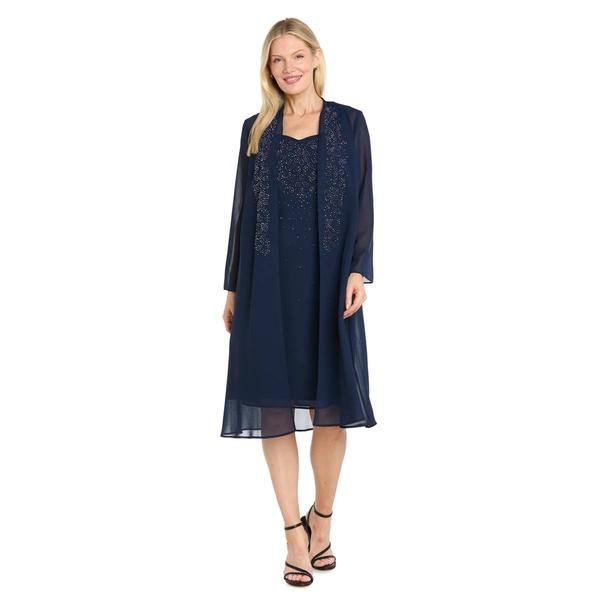 Petite R&M Richards Georgette Beaded Trim Jacket Dress