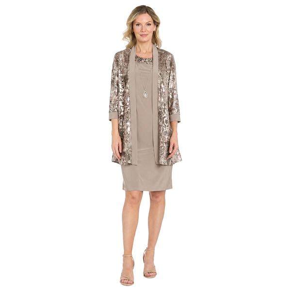 Petite R&M Richards 3/4 Sleeve Foil Jacket Dress