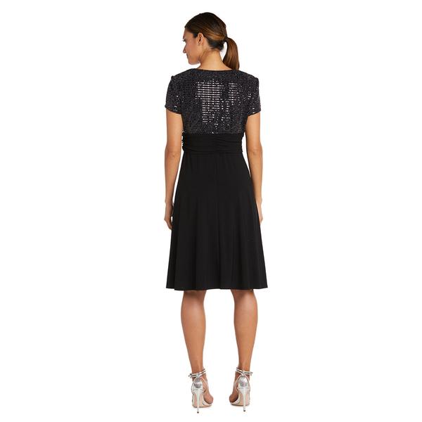 Petite R&M Richards Rhinestone Buckle Glitter Wrap Dress alternate view