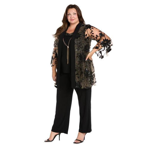 Plus Size R&M Richards 3pc. Floral Bell Sleeve Pants Set